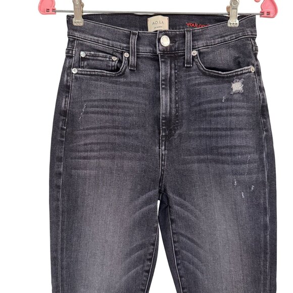 AO.LA You Look Good Womens Gray Distressed Skinny Stretch Denim Pants Size 27 - Picture 3 of 11